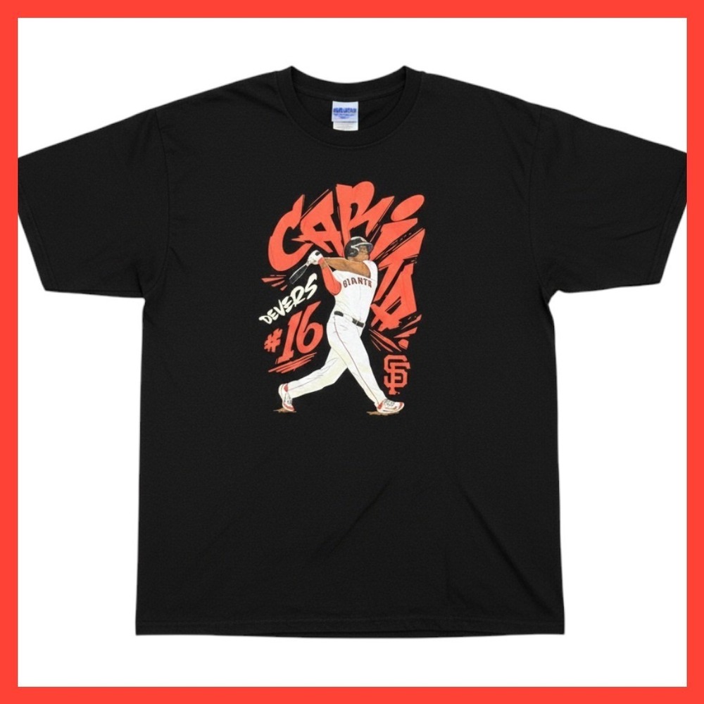 San Francisco Giants Jose Devers 16 Caymus Vineyards Black Graphic T-Shirt XL